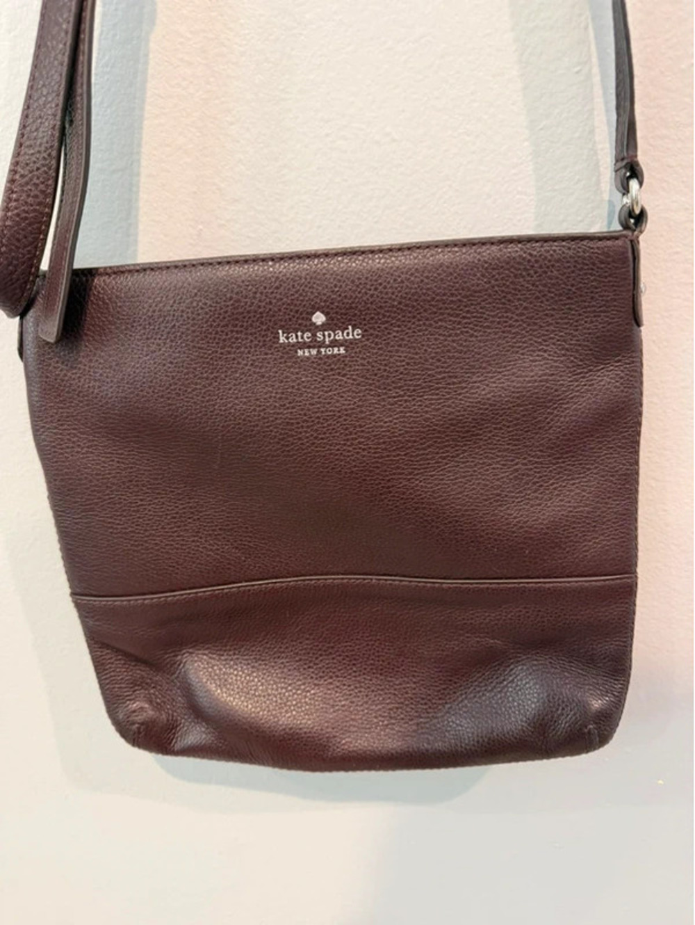 Kate Spade Burgundy Pebbled Leather Crossbody Bag